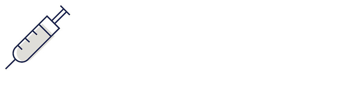 Eine einfache Abbildung einer Spritze, die diagonal nach oben zeigt, auf einem schlichten weißen Hintergrund, wobei die Spritze im linken Teil des Bildes positioniert ist.