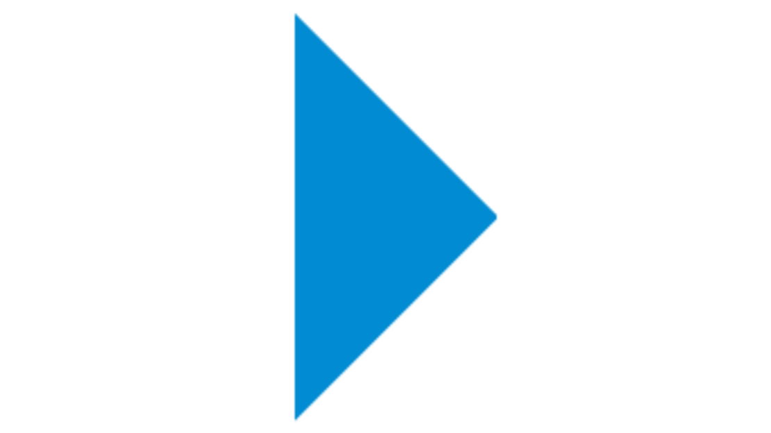 Ein blaues Wiedergabetastensymbol auf schwarzem Hintergrund mit einer einfachen dreieckigen Form, die nach rechts zeigt.